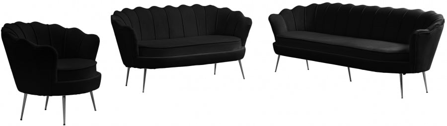 Gardenia Black Velvet Sofa from Meridian - Luna Furniture