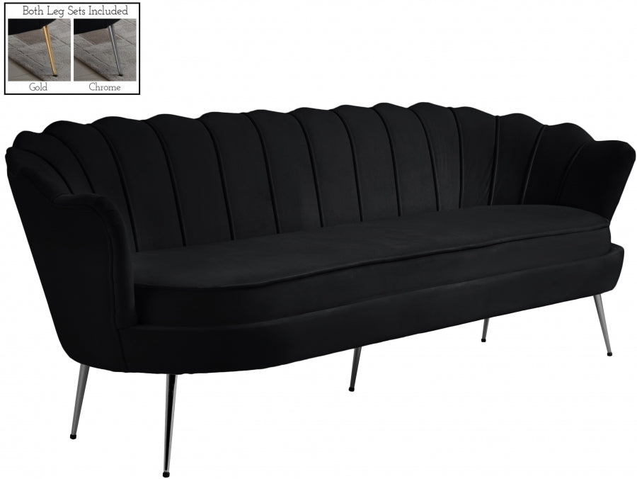 Gardenia Black Velvet Sofa from Meridian - Luna Furniture