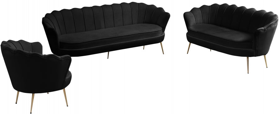 Gardenia Black Velvet Sofa from Meridian - Luna Furniture