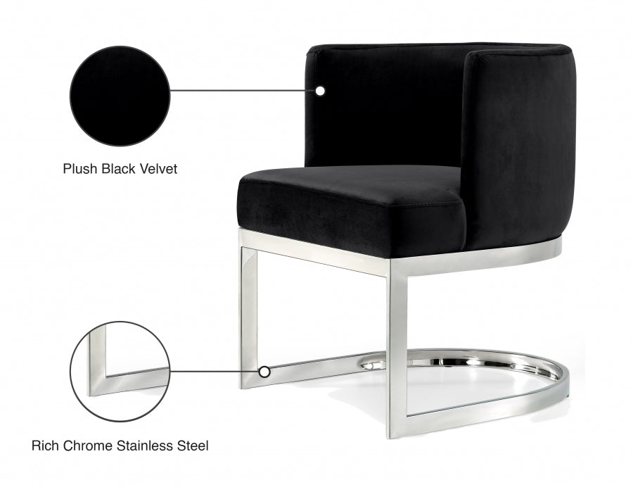 Gianna Black Velvet Dining Chair from Meridian - Luna Furniture