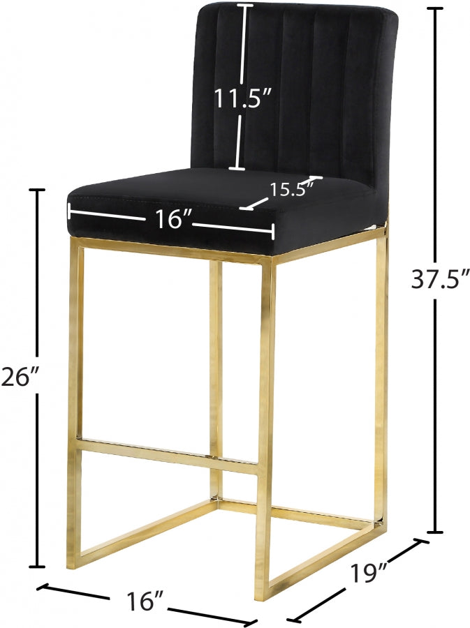 Giselle Black Velvet Counter Stool from Meridian - Luna Furniture