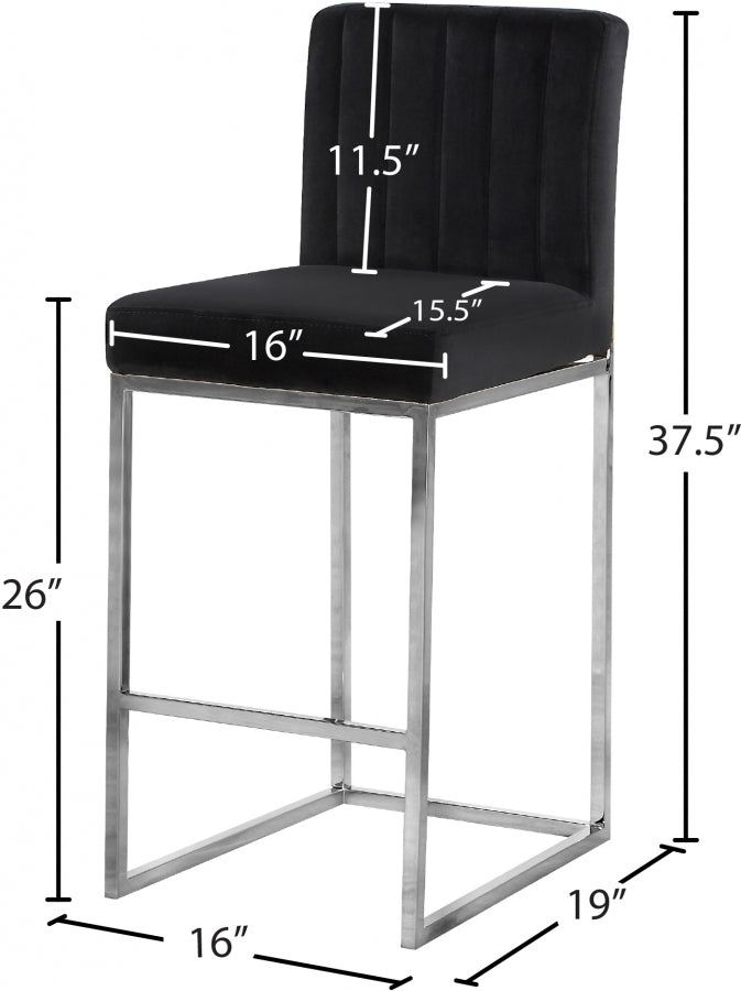 Giselle Black Velvet Counter Stool from Meridian - Luna Furniture