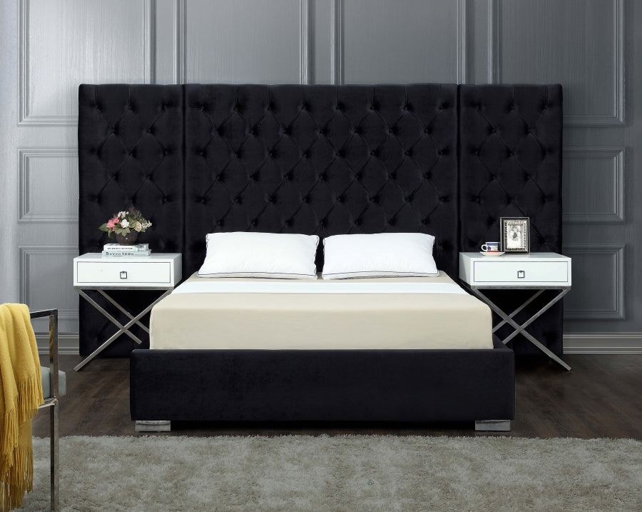 Grande Black Velvet King Bed from Meridian - Luna Furniture