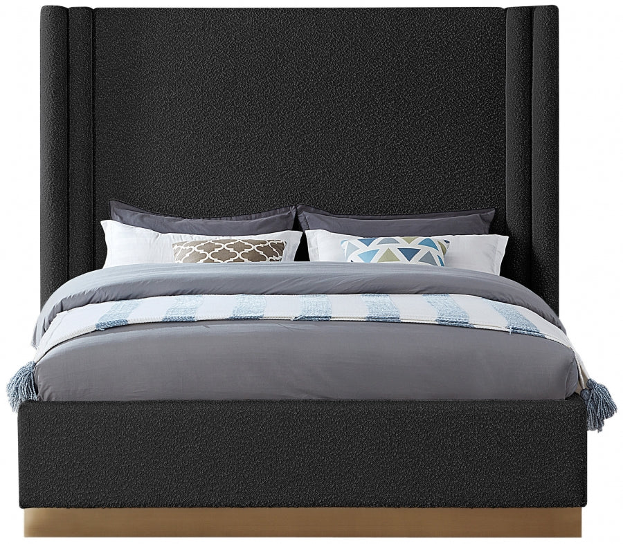 Black Halton Boucle Fabric King Bed from Meridian - Luna Furniture