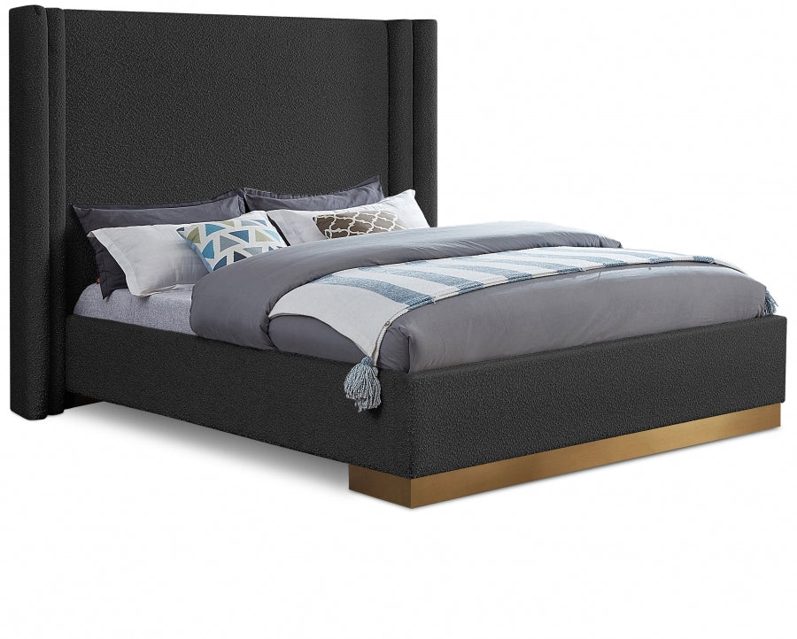 Black Halton Boucle Fabric Queen Bed from Meridian - Luna Furniture