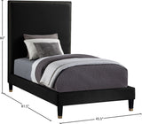 Harlie Black Velvet Twin Bed from Meridian - Luna Furniture