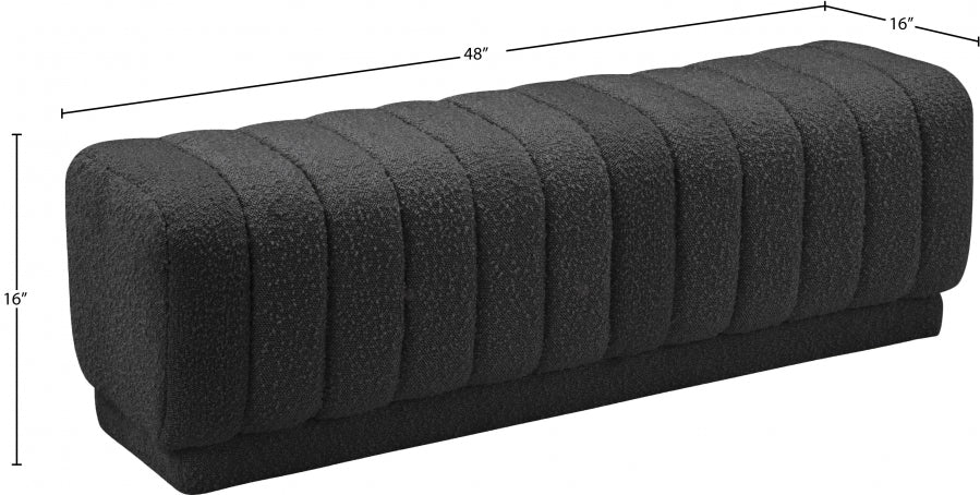 Heathrow Black Ottoman | Bench from Meridian - Luna Furniture