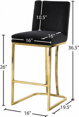 Heidi Black Velvet Counter Stool from Meridian - Luna Furniture