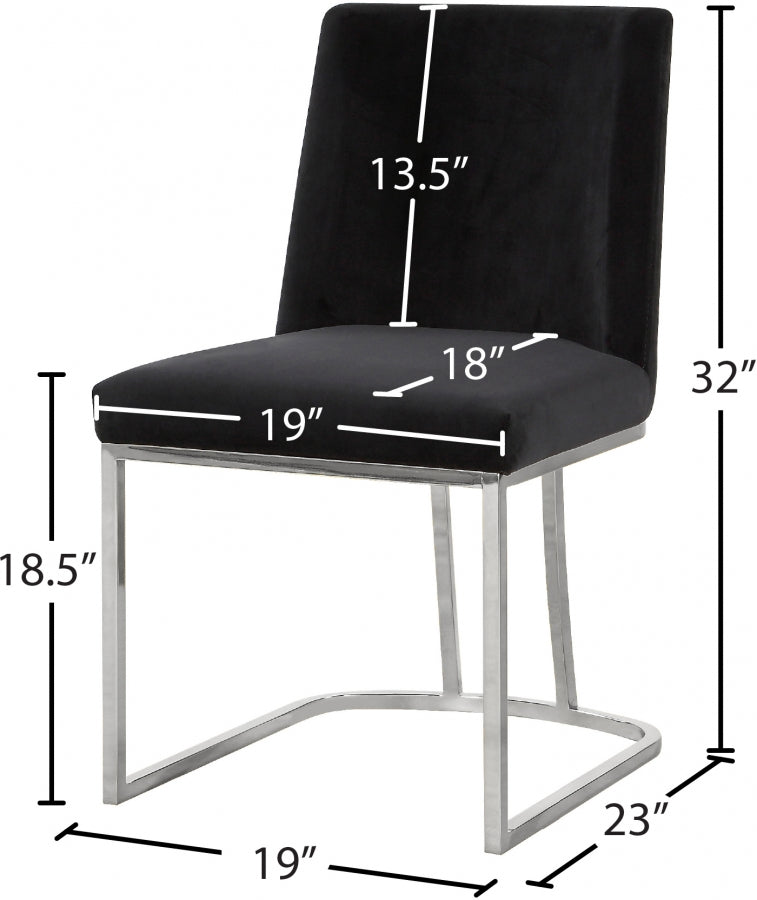 Heidi Black Velvet Dining Chair, Set of 2 from Meridian - Luna Furniture