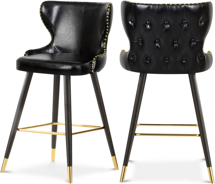 Hendrix Black Faux Leather Bar | Counter Stool, Set of 2 from Meridian - Luna Furniture