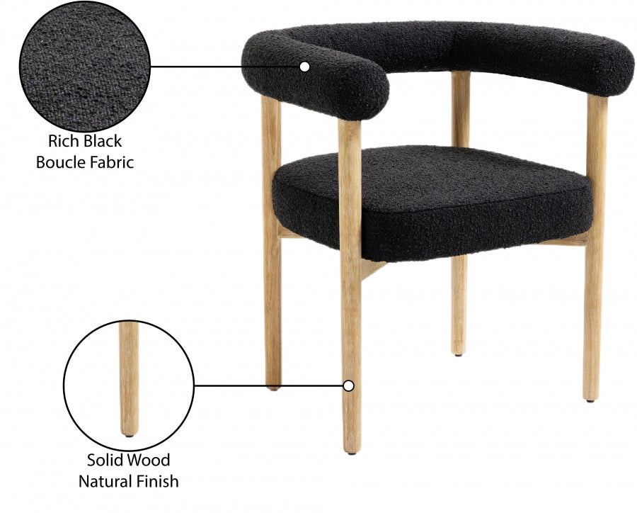 Hyatt Black Boucle Fabric Dining Chair from Meridian - Luna Furniture