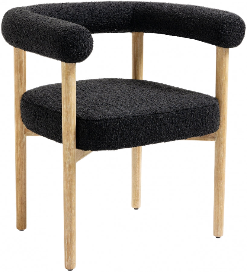 Hyatt Black Boucle Fabric Dining Chair from Meridian - Luna Furniture