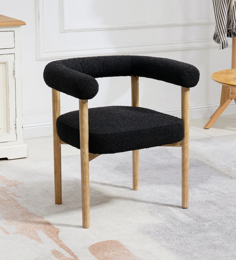 Hyatt Black Boucle Fabric Dining Chair from Meridian - Luna Furniture