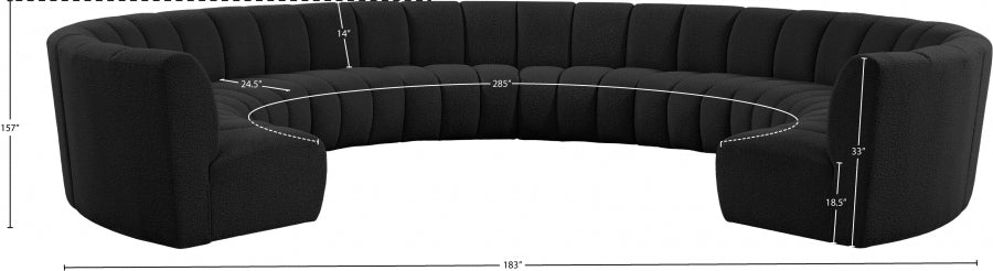 Infinity Black Boucle Fabric 10-Piece Sectional from Meridian - Luna Furniture