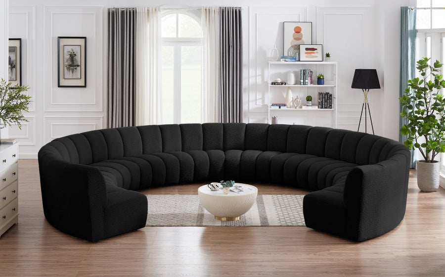 Infinity Black Boucle Fabric 10-Piece Sectional from Meridian - Luna Furniture