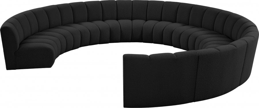 Infinity Black Boucle Fabric 10-Piece Sectional from Meridian - Luna Furniture