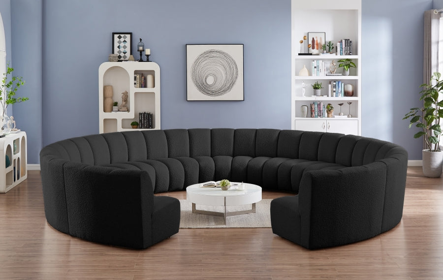 Infinity Black Boucle Fabric 11-Piece Sectional from Meridian - Luna Furniture