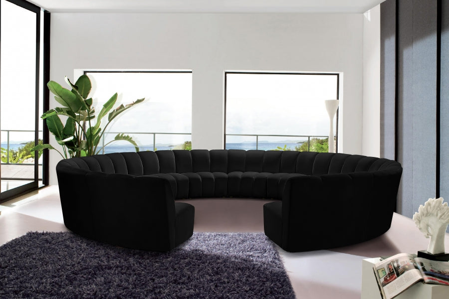 Infinity Black Modular 12pc. Sectional from Meridian - Luna Furniture