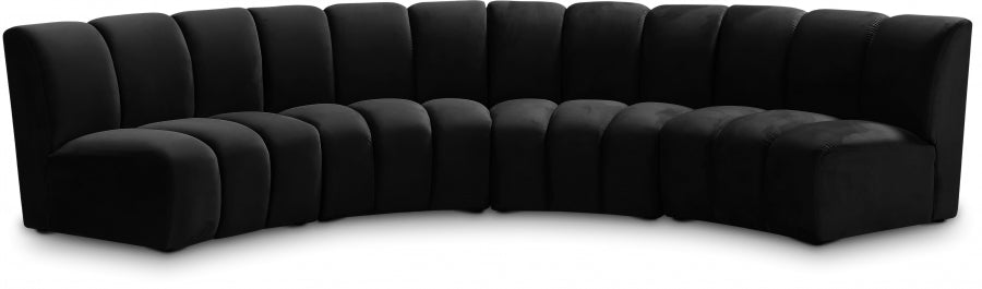 Infinity Black Modular 4-Piece Sectional from Meridian - Luna Furniture