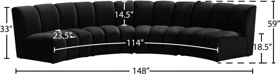 Infinity Black Modular 4-Piece Sectional from Meridian - Luna Furniture