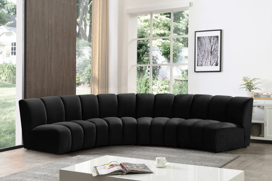 Infinity Black Modular 4-Piece Sectional from Meridian - Luna Furniture