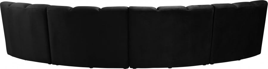 Infinity Black Modular 4-Piece Sectional from Meridian - Luna Furniture