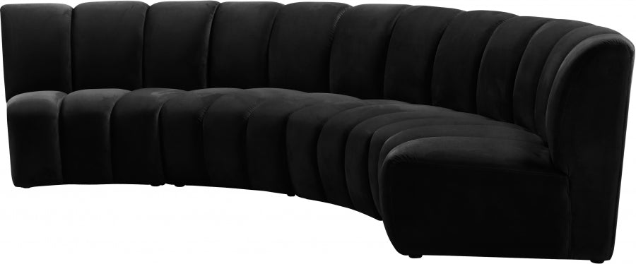 Infinity Black Modular 4-Piece Sectional from Meridian - Luna Furniture