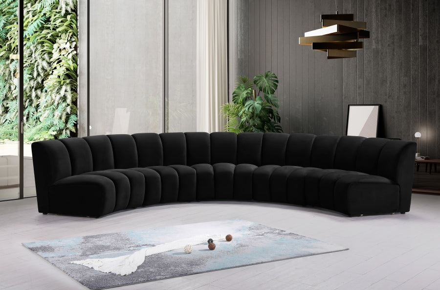 Infinity Black Modular 5-Piece Sectional from Meridian - Luna Furniture