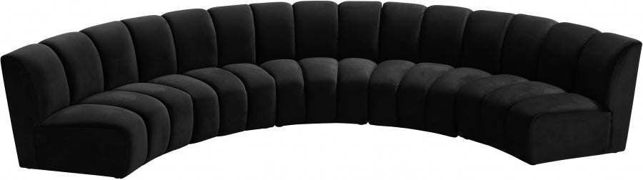 Infinity Black Modular 5-Piece Sectional from Meridian - Luna Furniture