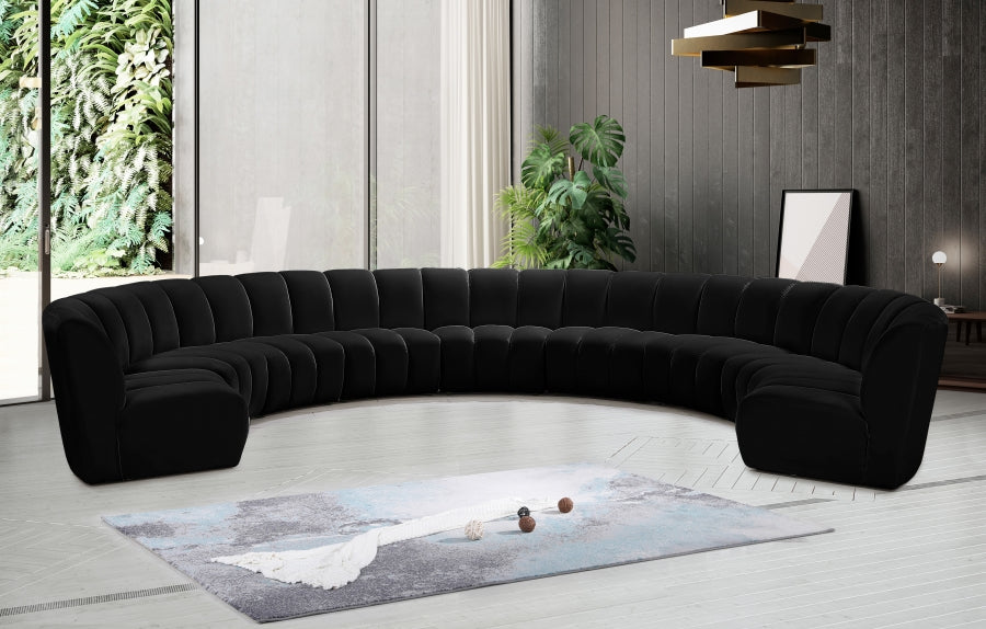 Infinity Black Modular 9pc. Sectional from Meridian - Luna Furniture