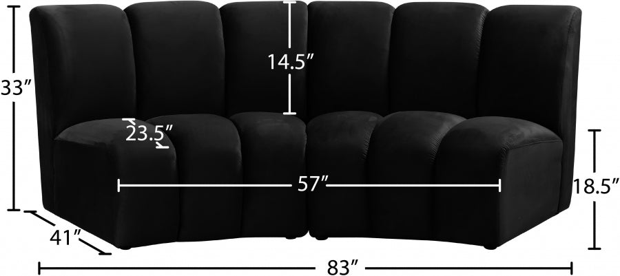 Infinity Black Modular Loveseat from Meridian - Luna Furniture