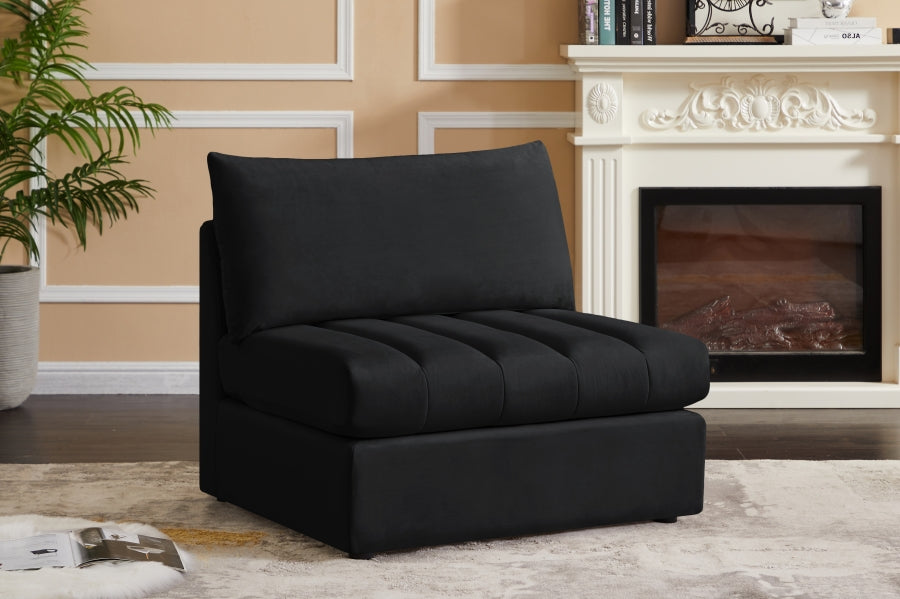 Black Jacob Velvet Modular Armless Chair - Luna Furniture from