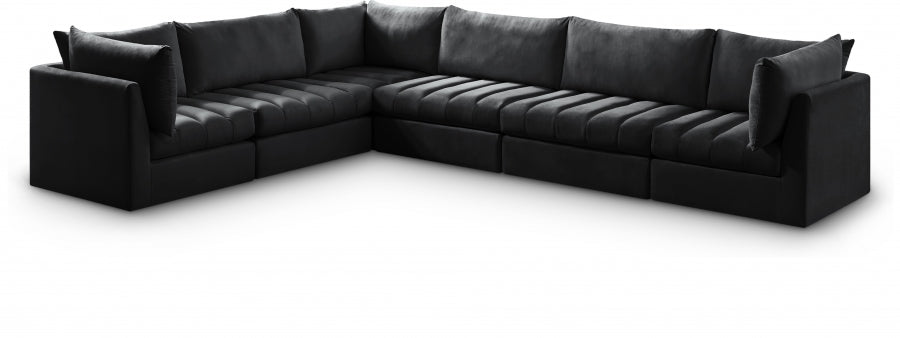 Jacob Black Velvet Modular Sectional from Meridian - Luna Furniture