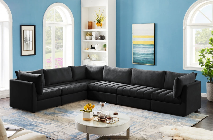 Jacob Black Velvet Modular Sectional from Meridian - Luna Furniture