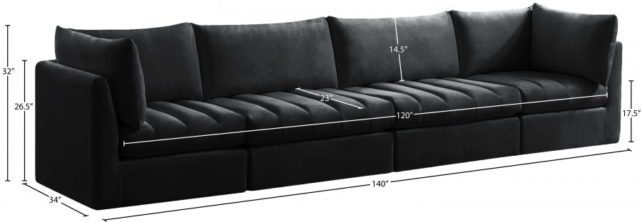 Jacob Black Velvet Modular Sofa from Meridian - Luna Furniture