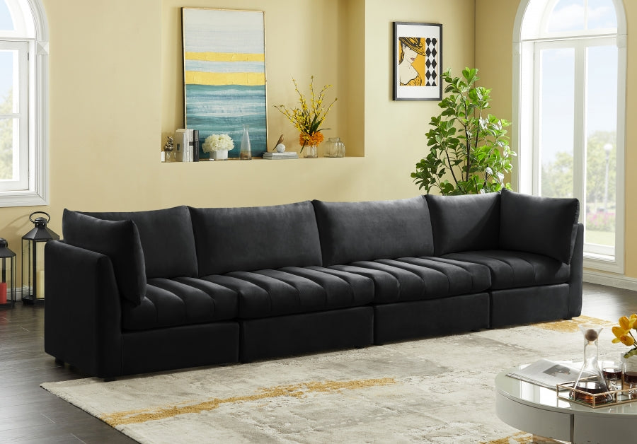 Jacob Black Velvet Modular Sofa from Meridian - Luna Furniture