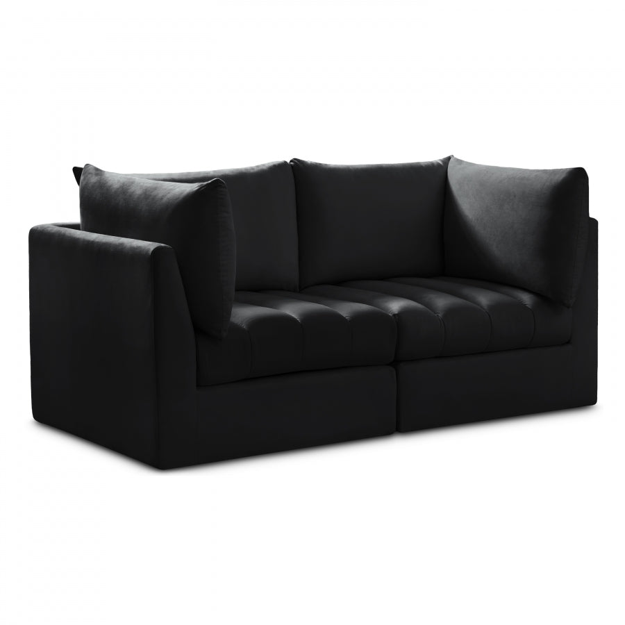 Jacob Black Velvet Modular Loveseat from Meridian - Luna Furniture