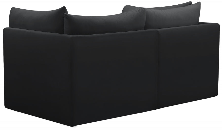 Jacob Black Velvet Modular Loveseat from Meridian - Luna Furniture