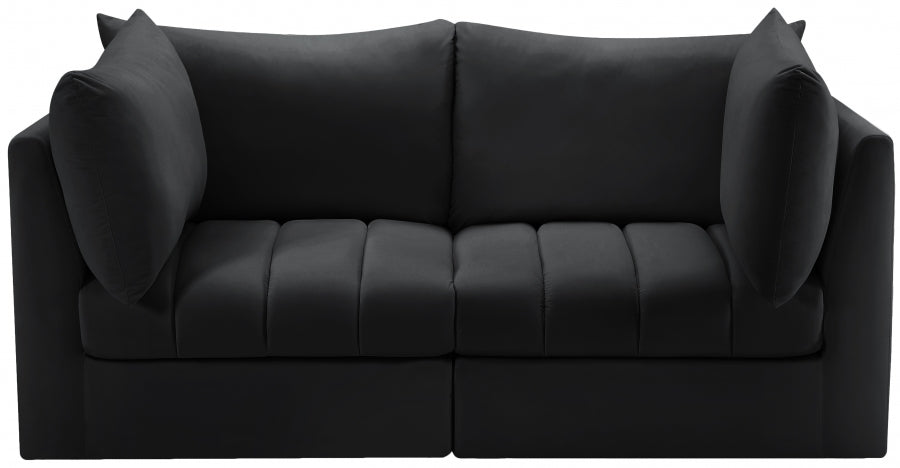 Jacob Black Velvet Modular Loveseat from Meridian - Luna Furniture