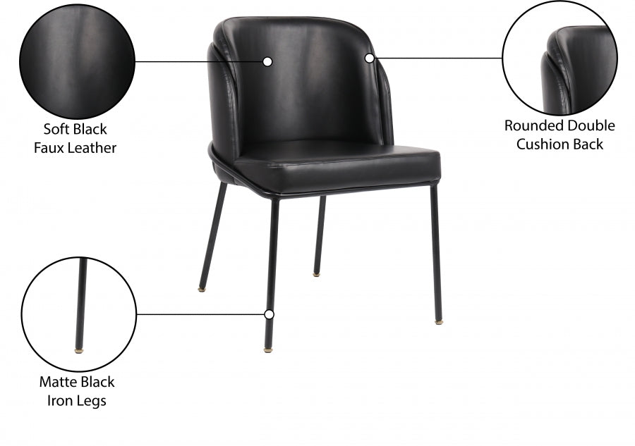 Jagger Black Faux Leather Dining Chair, Set of 2 from Meridian - Luna Furniture