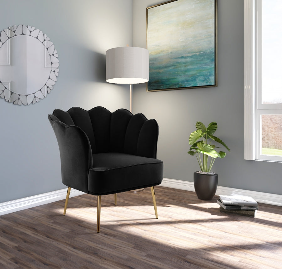 Jester Black Velvet Accent Chair from Meridian - Luna Furniture