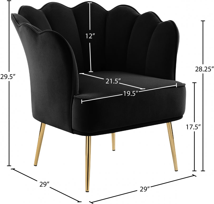 Jester Black Velvet Accent Chair from Meridian - Luna Furniture