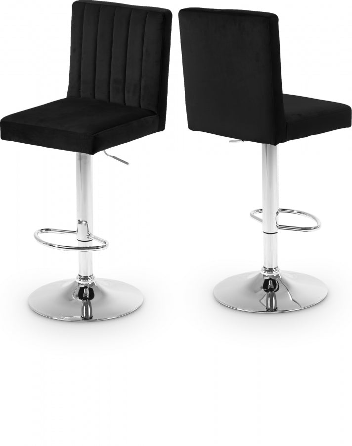 Joel Black Velvet Adjustable Bar | Counter Stool from Meridian - Luna Furniture