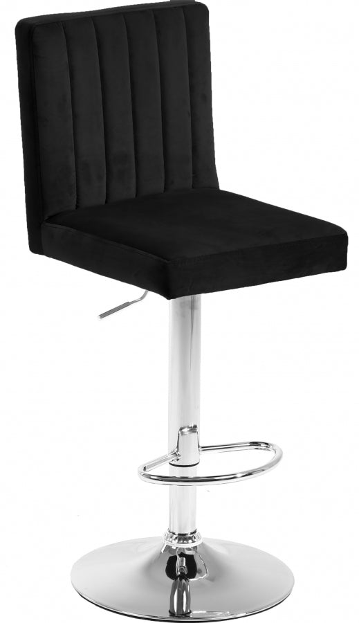 Joel Black Velvet Adjustable Bar | Counter Stool from Meridian - Luna Furniture