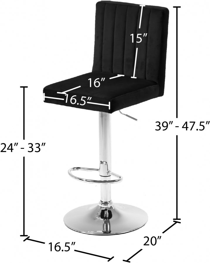 Joel Black Velvet Adjustable Bar | Counter Stool from Meridian - Luna Furniture