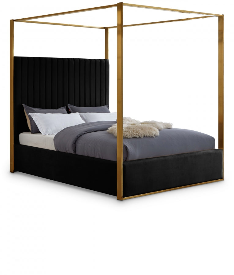 Jones Black Velvet King Bed from Meridian - Luna Furniture