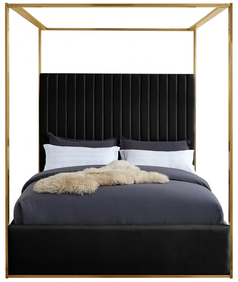 Jones Black Velvet King Bed from Meridian - Luna Furniture