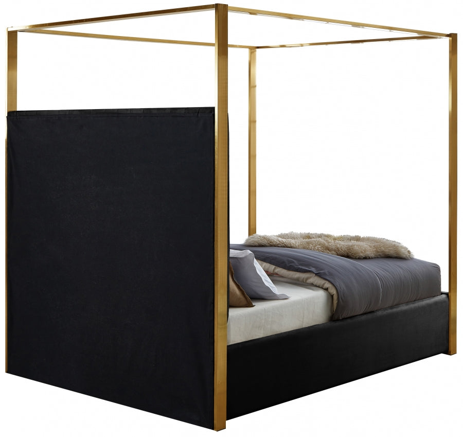 Jones Black Velvet King Bed from Meridian - Luna Furniture