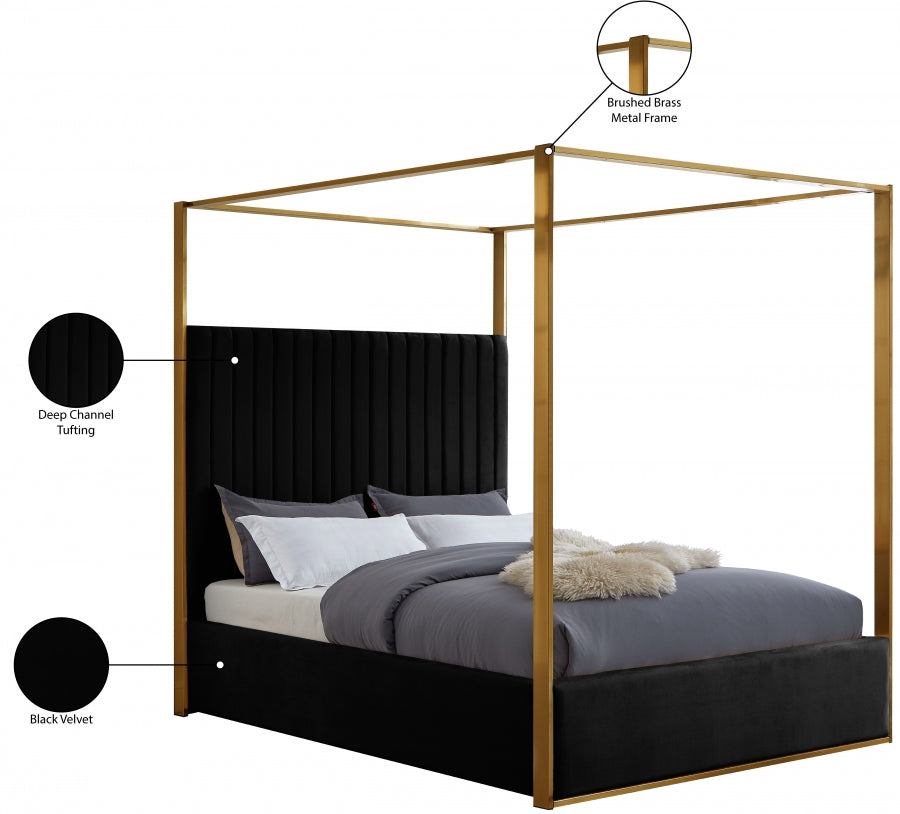 Jones Black Velvet King Bed from Meridian - Luna Furniture