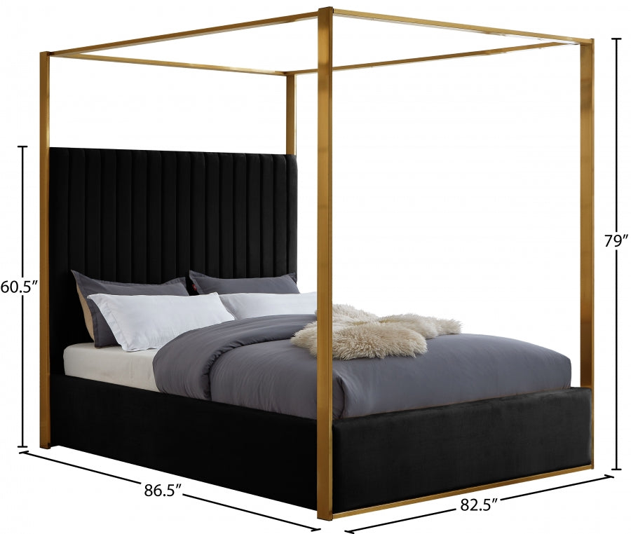 Jones Black Velvet King Bed from Meridian - Luna Furniture